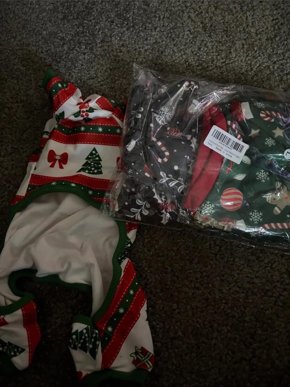 Dog 4 pack pajama Festive Christmas Holiday Pet Pajamas - Red, Green, White